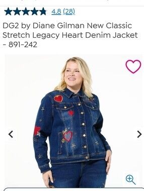 NWT DG2 Diane Gilman New Classic Stretch Legacy Heart Denim Jacket/Jeans Outfit